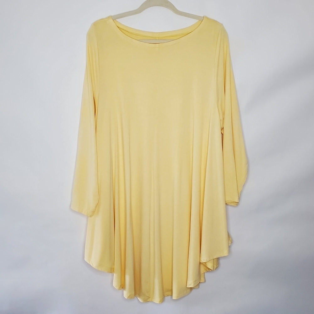 Roaman's Asymmetric Hem Tunic‎ Size 18/20 Butter Yellow A-line Lightweight Top